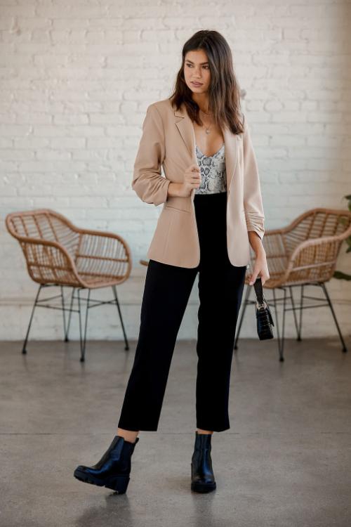 Business Casual Look with a Blazer & Trousers