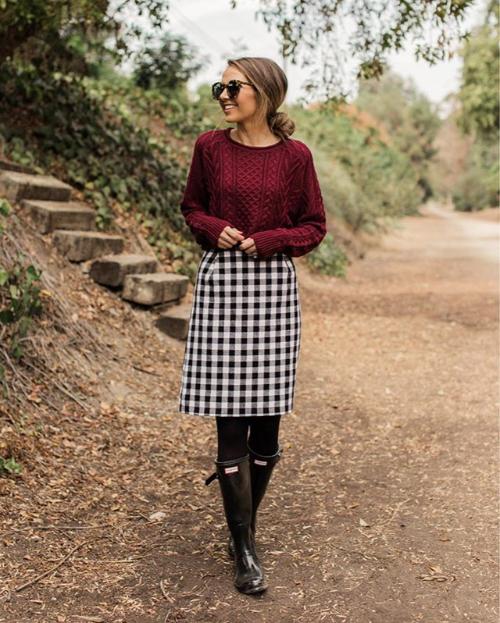 Turtleneck and A-Line Skirt