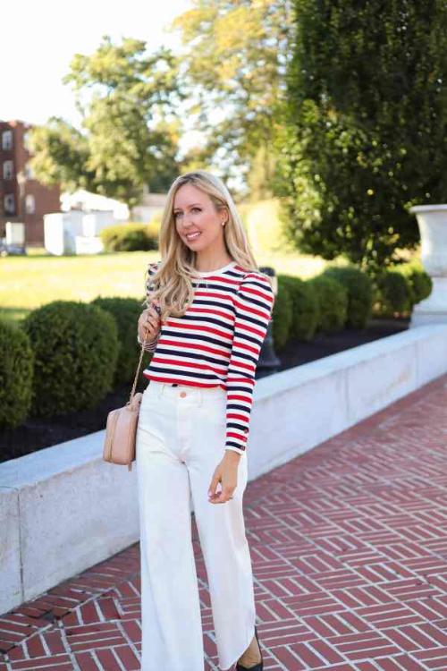 Striped Top with White Pants