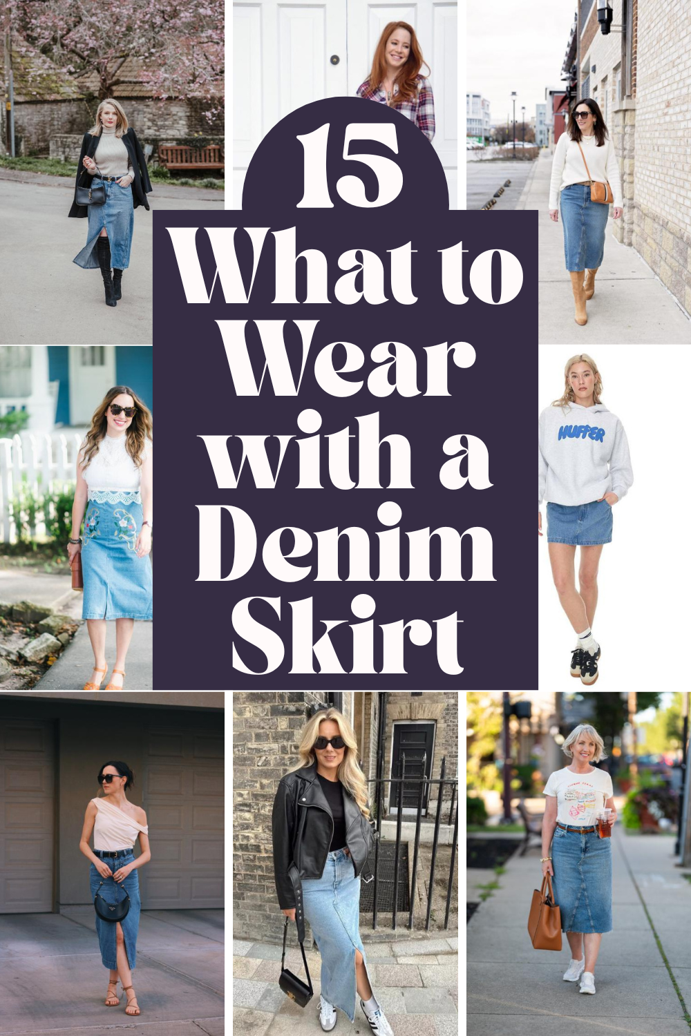 what to wear with denim skirt